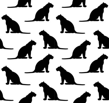 Beyaz arka planda izole edilmiş, el izi olmayan kaplan silueti.