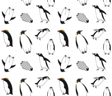 Elle çizilen penguenlerin kusursuz desenleri