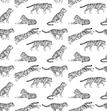 Elle çizilen kaplanların kusursuz deseni