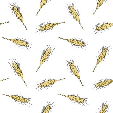 Elle çizilen buğday çıkıntısının vektörsüz deseni