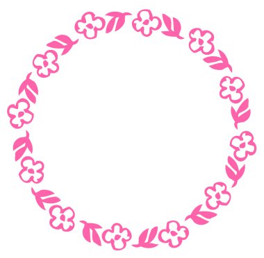 Yuvarlak çiçek çerçevesi. Suluboya ve mürekkep elle boyanmış resim