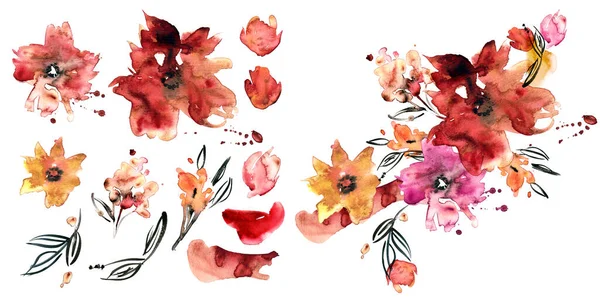 Tebrik kartı ve davetiye tasarımı için suluboya elementler