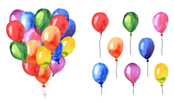 Watercolor ballons elements for design of greeting cards, invitations 图库图片
