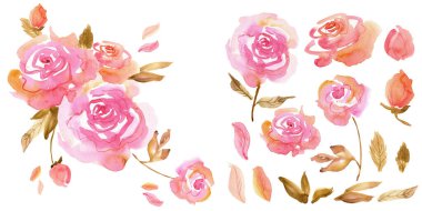 Tebrik kartı ve davetiye tasarımı için suluboya elementler