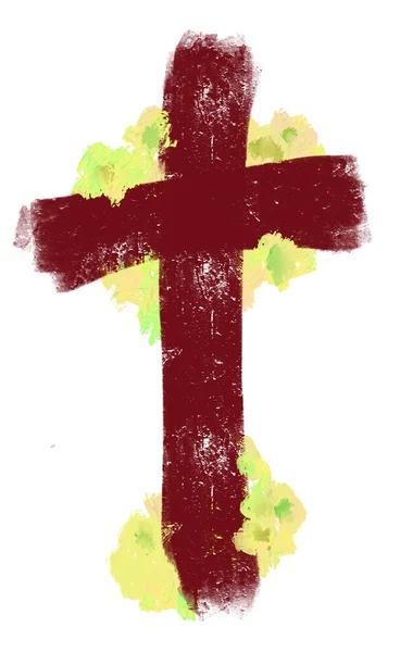 Easter Cross Illustration. Brush stroke technic — Stock Photo, Image