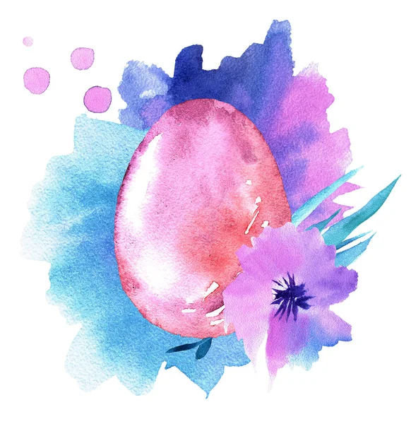Ilustração com Easter Egg e flores — Fotografia de Stock