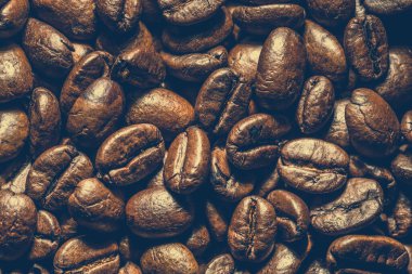 Kahve çekirdekleri arka plan, üst manzara.