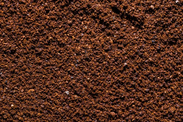 Vers Geroosterde Gemalen Koffie Textuur Achtergrond Voedselspandoek — Stockfoto