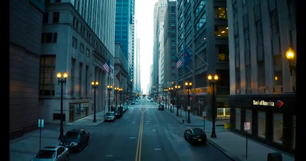 Вид Воздуха Пустынные Улицы Лупе Центре Чикаго Заказ Пребывание Дому — стоковое видео
