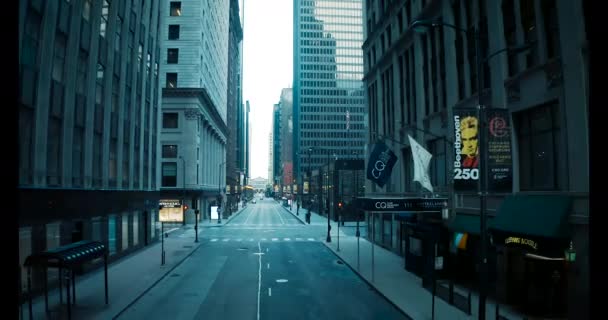 Vue Aérienne Des Rues Désertes Loop Downtown Chicago Ordre Rester — Video