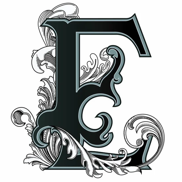 Vector Illustratie Van Hoofdletter Met Decoraties Geïsoleerd Witte Achtergrond Elegante — Stockvector