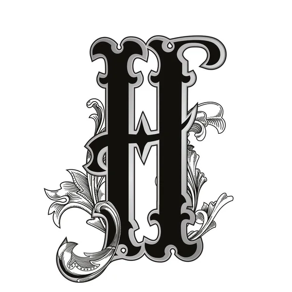 Vektorillustration Des Großbuchstabens Mit Auf Weißem Hintergrund Isolierten Verzierungen Eleganter — Stockvektor