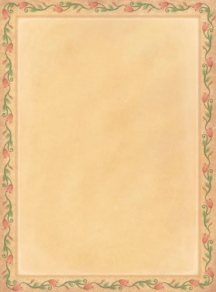 Цветочная Рамка Цветами Зеленым Растением Рисунок Старой Коричневой Бумаге — стоковое фото