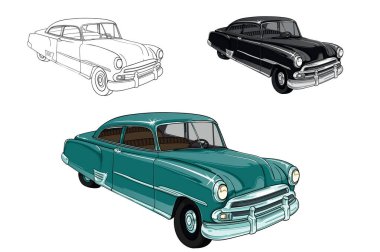 Bir spor araba tasviri. Kullanımı kolay, düzenlenebilir ve katmanlı. Beyaz arkaplanda izole edilmiş vektör ayrıntılı kas arabası, çizim otomobil