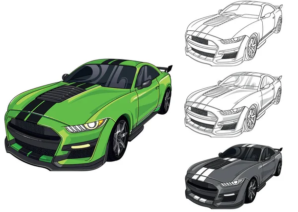 Ilustração Carro Desportivo Fácil Usar Editável Camadas Vetor Carro Muscular — Vetor de Stock