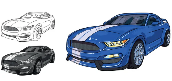 Ilustração Carro Desportivo Fácil Usar Editável Camadas Vetor Carro Muscular — Vetor de Stock