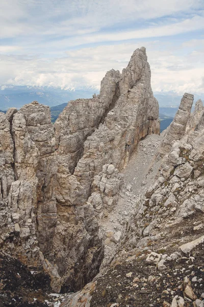 Dolomitowe Ściany Skalne Pasmie Górskim Wędrówki Skałach Dolomity Krajobraz Alp — Zdjęcie stockowe