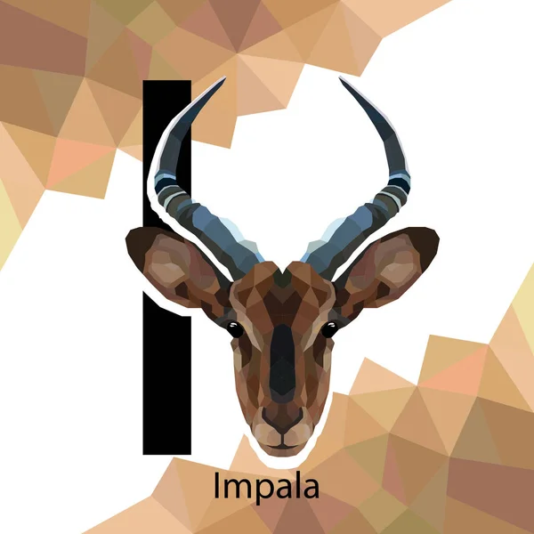 Pisałem Listy Zwierząt Angielski Alfabet Ilustracja Impala Vector Kolorowy Wielokątny — Wektor stockowy
