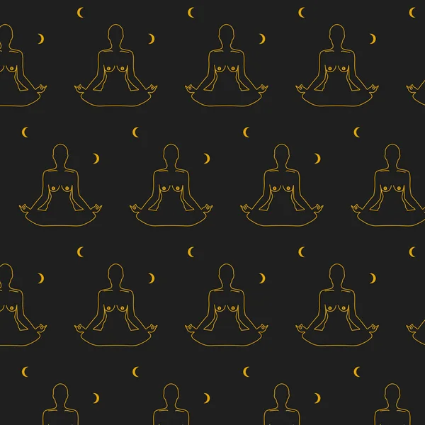 Vector pattern with hand drawn illustration of sitting woman . — Vector de stoc