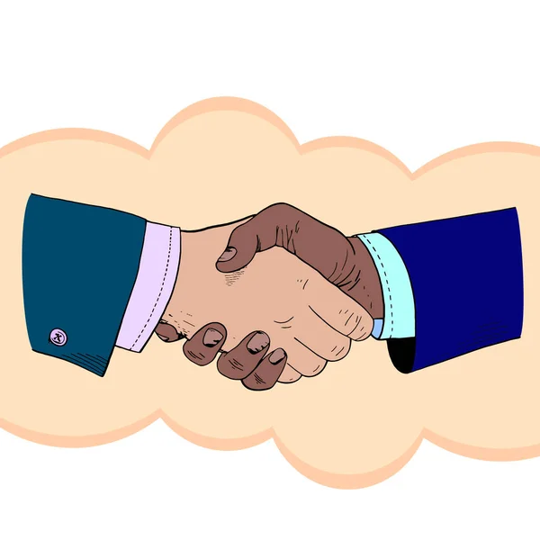 Business handshake. Stop racism. Peace everybody is equal. — Stock Vector