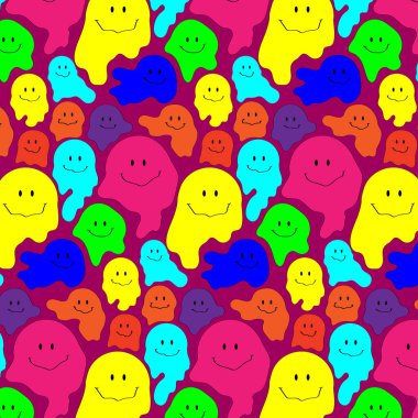 70 'lerin eriten Smiley emoji çizimi erkek - kadın ve çocuklar için grafik tişört veya çıkartma - Vector