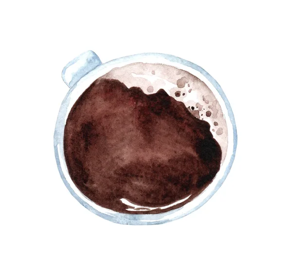 Tasse Avec Café Chaud Sur Fond Blanc Illustration Aquarelle Espresso — Photo