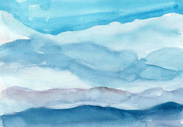 Handgeschilderde Aquarel Lucht Heuvels Abstracte Aquarel Achtergrond Aquarelillustratie Papiertextuur — Stockfoto