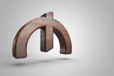 Azerbaycan para birimi olan 3 boyutlu ahşap maddeyi izole edilmiş beyaz arkaplan üzerine yerleştirmek