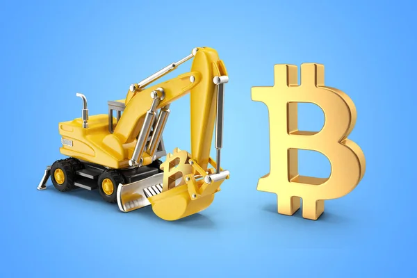 Rendering Gold Cryptocurrency Yellow Crane Gold Isolated Background Cryptocurrency Mining — Stock Photo, Image