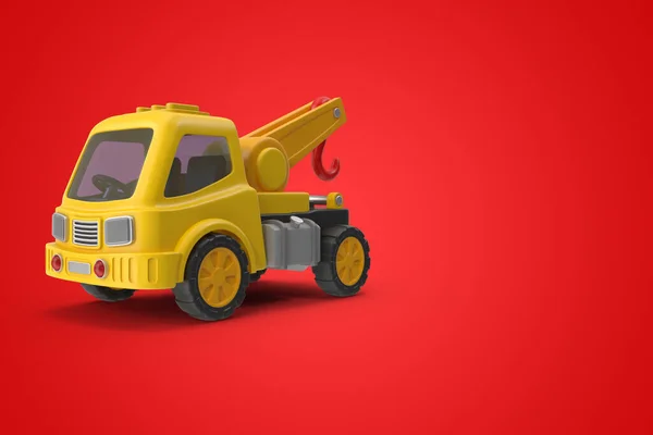 Brinquedo Guindaste Amarelo Renderização Fundo Isolado Vermelho — Fotografia de Stock