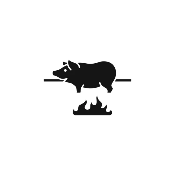 Cochon Rôti Sur Une Illustration Vectorielle Broche Barbecue — Image vectorielle