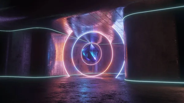 Sci Futuristic Neon Led Laser Glowing Modern Empty Dark Vibrant — 스톡 사진
