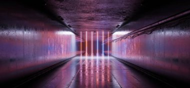 Açık çizgili ve Yansımalı Boş Yüksek Detaylı Beton Grunge Odası.