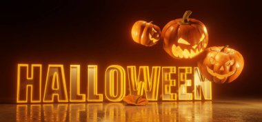 Cadılar Bayramı - Jack O 'Lanternler - Mumlar ve iplik ışıkları Tahta Masa 3 boyutlu