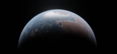 Panoramik uzay gezegenlerinin arka planı. Uzak güneş sisteminin dış gezegenleri 3D görüntüleme panoraması