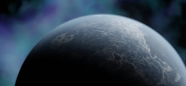 Panoramiczne Tło Planet Kosmicznych Panorama Odległego Układu Słonecznego Egzoplanetami Renderowanie — Zdjęcie stockowe