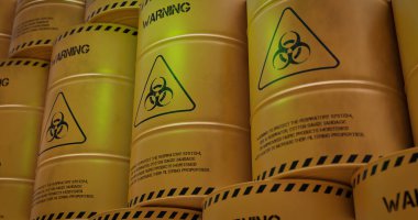 Fıçılarda radyoaktif atık, nükleer atık deposu, 3D oluşturma