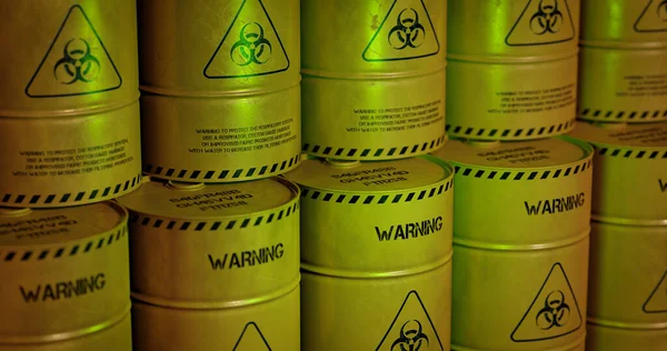 Radioactive Waste Barrels Nuclear Waste Repository Render — Stock Photo, Image