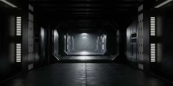 Folyosó Egy Sci Épületben Űrhajó Render — Stock Fotó