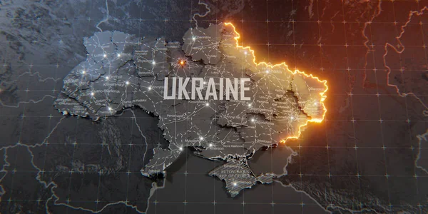 Военный Конфликт Между Украиной Россией Концептуальная Карта Войны Картографический Дизайн — стоковое фото