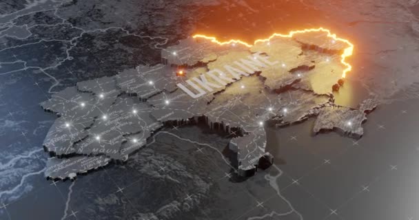 Ukrayna Rusya Arasındaki Askeri Çatışma Savaş Haritası Harita Tasarımı Canlandırma — Stok video