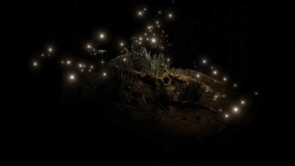 Skeleton Night Glowing Insects Render — Stock Video