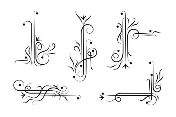 Floral Borders Swirls Decorative Elements Vector Illustration — Vector de stock