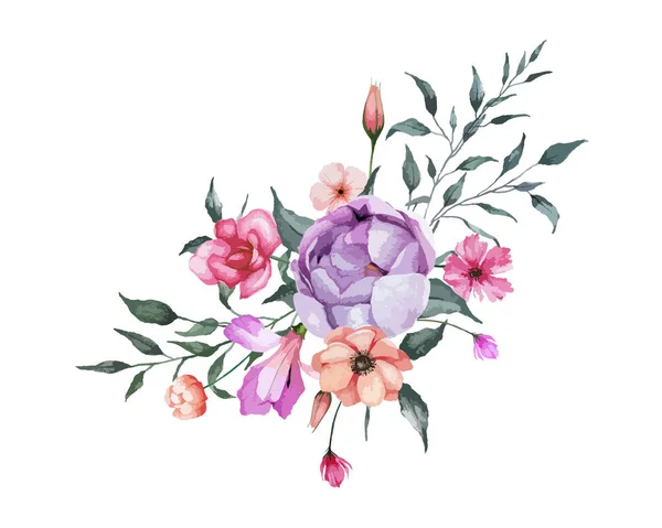 Watercolor flowers bouquet, blossom flowers arrangement illustration for wedding stationery, greeting card, wallpaper, background and decorative design element.