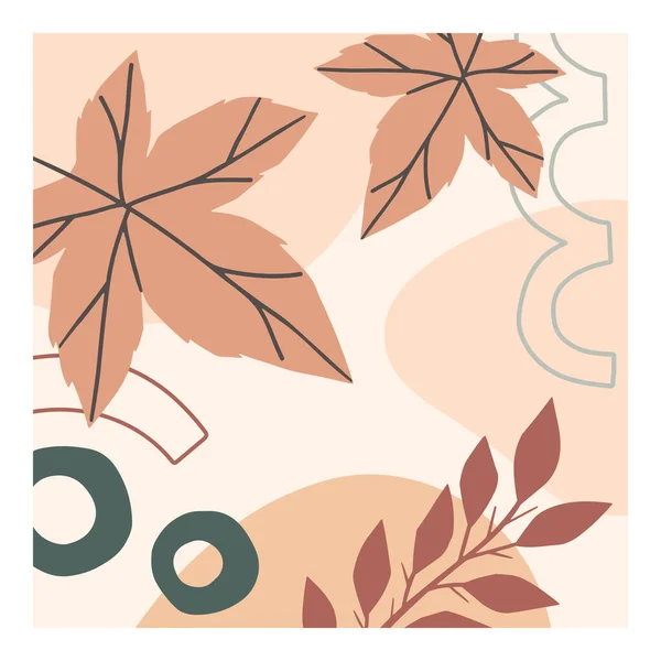 Outono Impressão Decorativa Abstrata Com Várias Formas Orgânicas Foliage Modern — Vetor de Stock