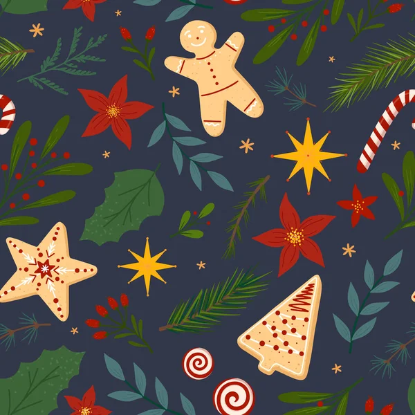 Natal Feliz Ano Novo Sem Costura Pattern Modern Vector Wallpaper — Vetor de Stock