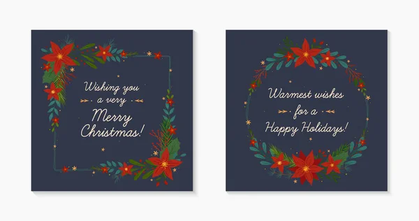 手描きの伝統的な冬の休日のシンボルとお祭りベクトルレイアウトバナー 招待状 プリント ソーシャルメディアのためのクリスマスのトレンディーなデザイン — ストックベクタ