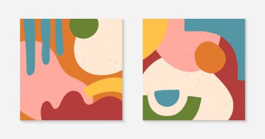 Elle çizilmiş soyut vektör çizimleri çeşitli organik şekiller ve grafik elementleri. Baskılar, el ilanları, davetiyeler, markalar, kapaklar için modern sanatsal tasarımlar.