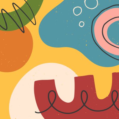 El yazısı ile soyut vektör illüstrasyonu çeşitli organik şekiller ve grafik elementleri çizdi. Moda sanatsal modern tasarım baskılar, el ilanları, afişler, davetiyeler, markalar, kapaklar, kumaş için mükemmeldir.