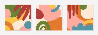 Elle çizilmiş soyut vektör çizimleri çeşitli organik şekiller ve grafik elementleri. Baskılar, el ilanları, davetiyeler, markalar, kapaklar için modern sanatsal tasarımlar.